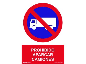 Señal 210x300mm pvc prohibido aparcar camiones rd40054
