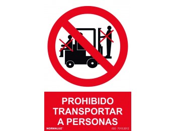 SeÑal 210x300mm pvc prohibido transportar personas rd40030