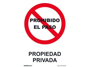 Señal 210x300mm pvc prohibido paso propieda privada rd40025