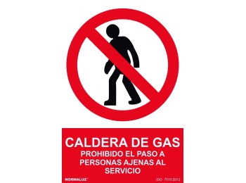 Señal 210x300mm pvc caldera de gas rd40018