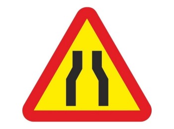 Señal vial 700x700mm metalica estrechamiento calzada v11009