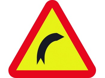 Señal vial 700x700mm metalica curva a la derecha v11003