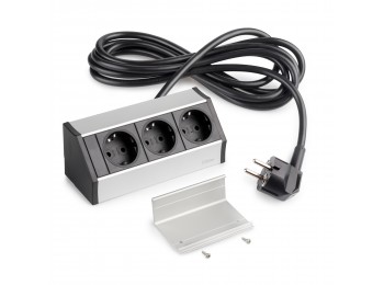 Emuca Multiconector V Dock, Anodizado mate, Plástico y Aluminio