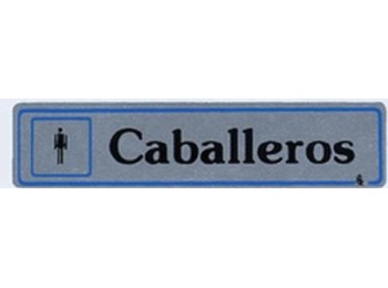 Placa señal adh 175x040mm caballeros alu pla superl.