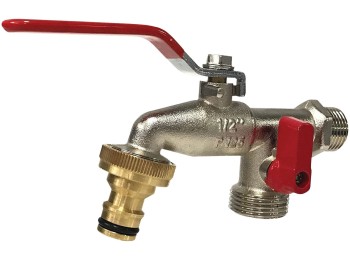 Grifo jard curvo doble salida lat pla aqc