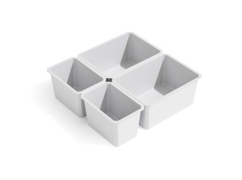 Emuca Cubos organizadores para cajón de baño Tidy, Plástico blanco, Plástico, 4 cubes