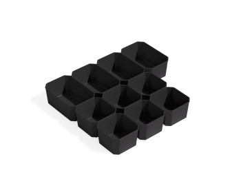 Emuca Cubos para organizadores de cajón de baño Tidy, Plástico gris antracita, Plástico, 10 cubes