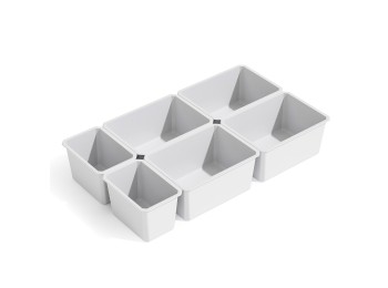 Emuca Cubos organizadores para cajón de baño Tidy, Plástico blanco, Plástico, 6 cubos