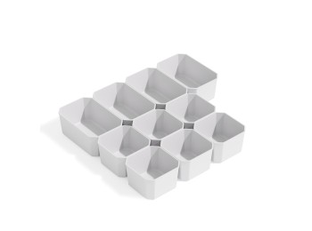 Emuca Cubos para organizadores de cajón de baño Tidy, Plástico blanco, Plástico, 10 cubes