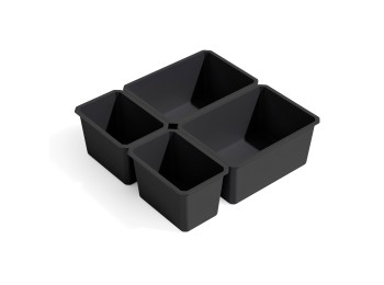Emuca Cubos organizadores para cajón de baño Tidy, Plástico gris antracita, Plástico, 4 cubes