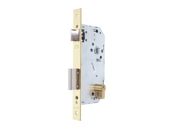 Cerradura mad.emb. 2030 e-60mm c/cilind. c/cdo latonado tesa