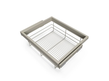 Emuca Kit de cesta de alambre y bastidor de guías con cierre suave para armario, regulable, módulo 600mm, Gris piedra