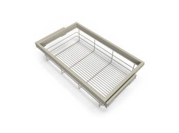 Emuca Kit de cesta de alambre y bastidor de guías con cierre suave para armario, regulable, módulo 800mm, Gris piedra