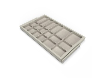 Emuca Kit de cajón organizador con bastidor de guías con cierre suave para armarios, regulable, módulo 800mm, Gris piedra