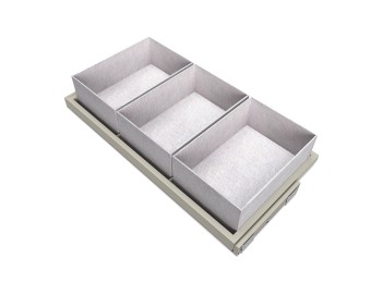 Emuca Kit de bandeja, 3 cestos organizadores y bastidor de guías con cierre suave para armarios, regulable, módulo 900mm, Gris piedra