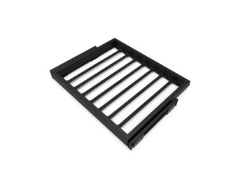 Emuca Kit de 7 varillas pantalonero y bastidor de guías con cierre suave para armarios, regulable, módulo 600mm, Negro texturizado