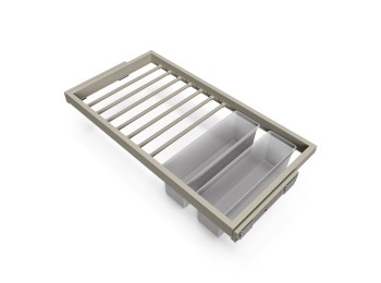 Emuca Kit de 7 varillas pantalonero, 2 bandejas auxiliares y bastidor de guías con cierre suave para armarios, regulable, módulo 900mm, Gris piedra