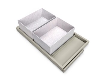 Emuca Kit de bandeja, 2 cestos organizadores y bastidor de guías con cierre suave para armarios, regulable, módulo 800mm, Gris piedra