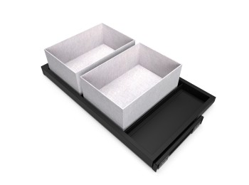 Emuca Kit de bandeja, 2 cestos organizadores y bastidor de guías con cierre suave para armarios, regulable, módulo 800mm, Negro texturizado