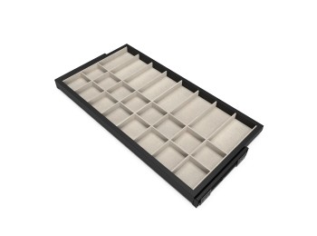 Emuca Kit de cajón organizador y bastidor de guías con cierre suave para armarios, regulable, módulo 900mm, Negro texturizado y gris piedra