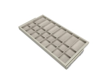 Emuca Kit de cajón organizador con bastidor de guías con cierre suave para armarios, regulable, módulo 900mm, Gris piedra