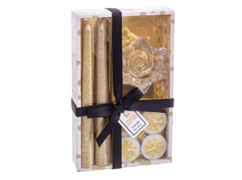 Vela nav. 21,70x13,30x3,80 + portavelas set oro juinsa