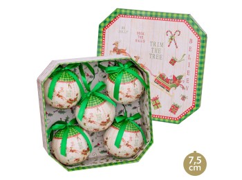 Adorno navidad 7,5x7,5x7,5 bolas memory trineo juinsa 5 pz