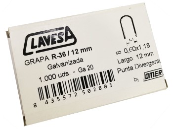 Grapa grapad.cable 12mm pla 36u clavesa 1.000 pz