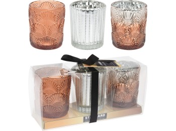 Portavela nav. vaso vidrio koopman 3 pz