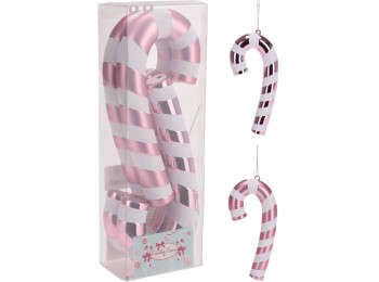 Adorno navidad baston rosa koopman 3 pz