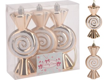 Adorno navidad caramelo dorado koopman 3 pz