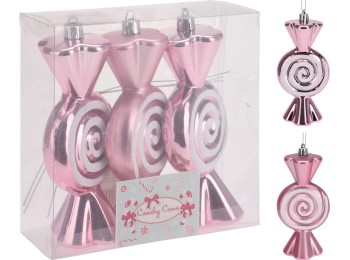 Adorno navidad caramelo rosa koopman 3 pz