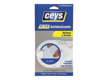 Antideslizante bañera tiras 2,5cmx25mm bl ceys 12 pz