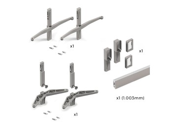 Emuca Kit Zero de soportes para estantes de madera, módulo y barra de colgar, Pintado color piedra, 1 kit