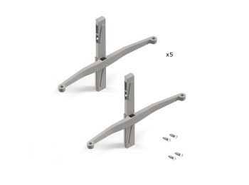 Emuca Juego de soportes Zero para un estante de madera, Pintado color piedra, Zamak, 1 lote