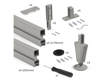 Emuca Kit estructura modular Zero con herrajes y perfiles para montaje al suelo y a pared con nivelador circular, 1 kit