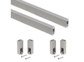 Emuca Kit de barra para armario Luxe, 0,75 m, Pintado color gris piedra, Aluminio y Plástico, 1 kit